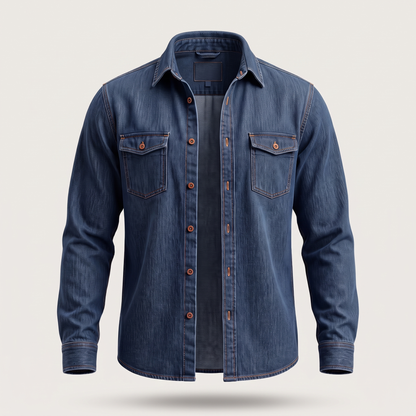 Modern Utility Denim Shirt - Navy Blue