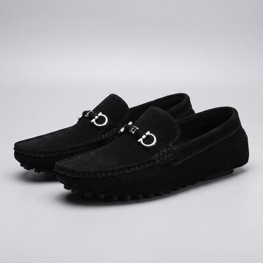 Monaco Suede-Look Loafers - Black
