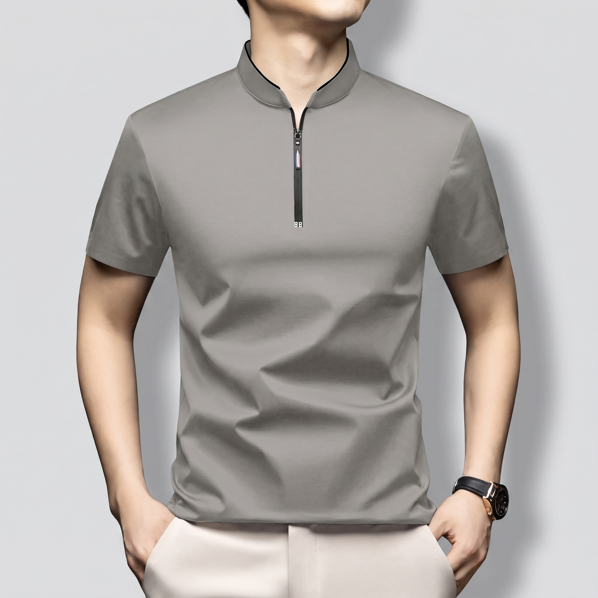 Montague Premium Half-Zip Polo - Grey
