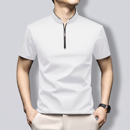 Montague Premium Half-Zip Polo - White