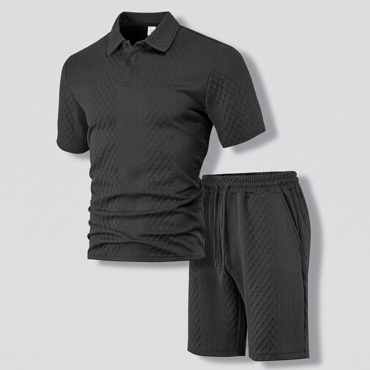 Montford Jacquard Polo Set - Black