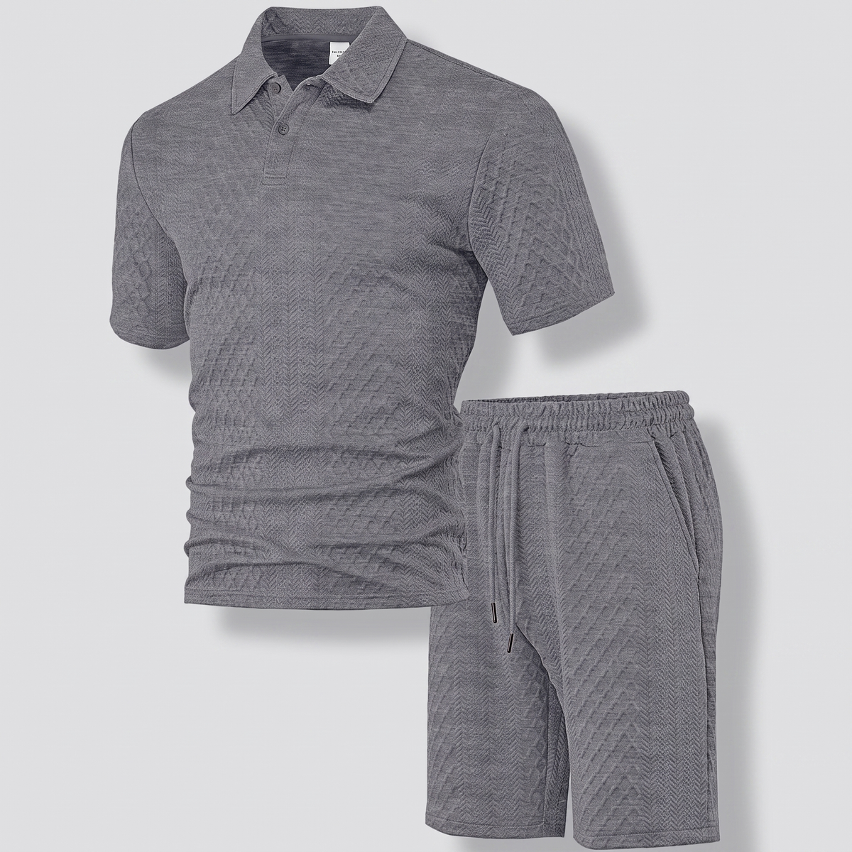 Montford Jacquard Polo Set - Dark Grey