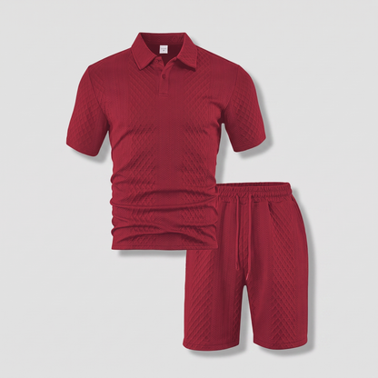 Montford Jacquard Polo Set - Red