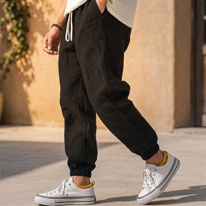 Moorhaven Linen Travel Joggers - Black
