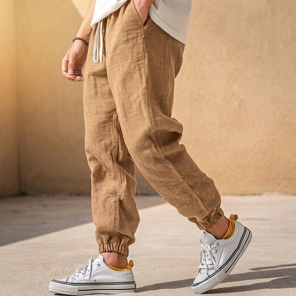 Moorhaven Linen Travel Joggers - Khaki