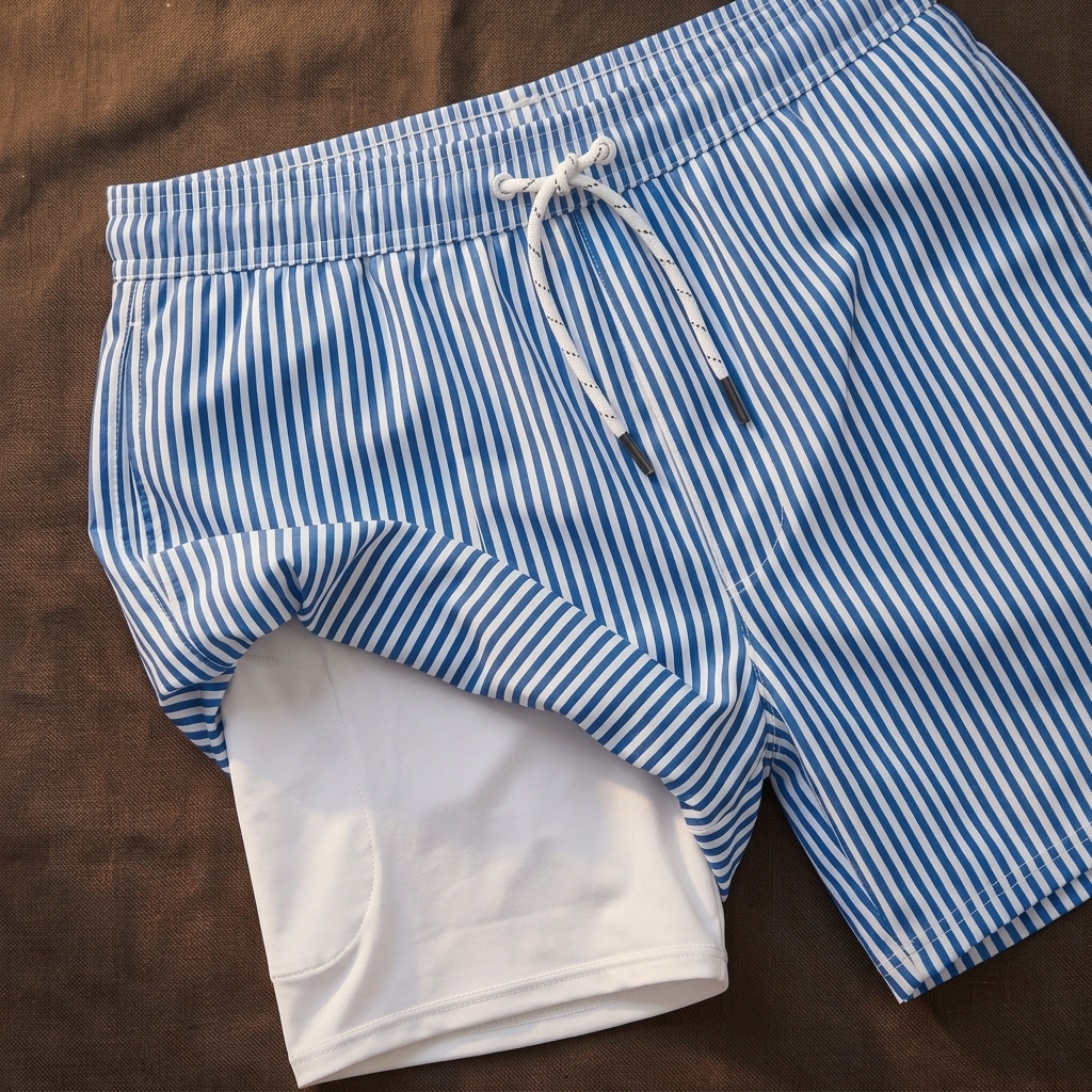Moreton Comfort-Fit Shorts - Blue Stripe