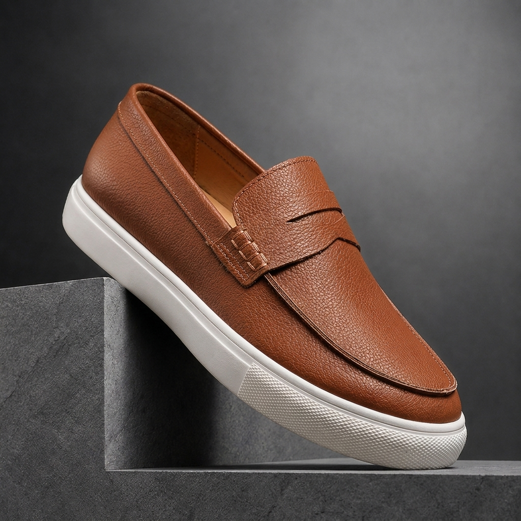 Mortlake Textured Leather-Look Loafers - Brown