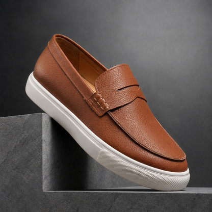 Mortlake Textured Leather-Look Loafers - Brown
