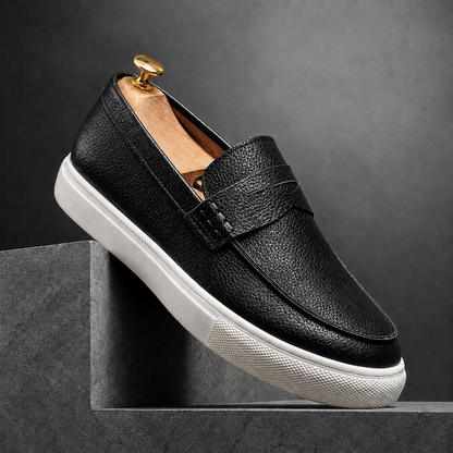 Mortlake Textured Leather-Look Loafers - Classic Black