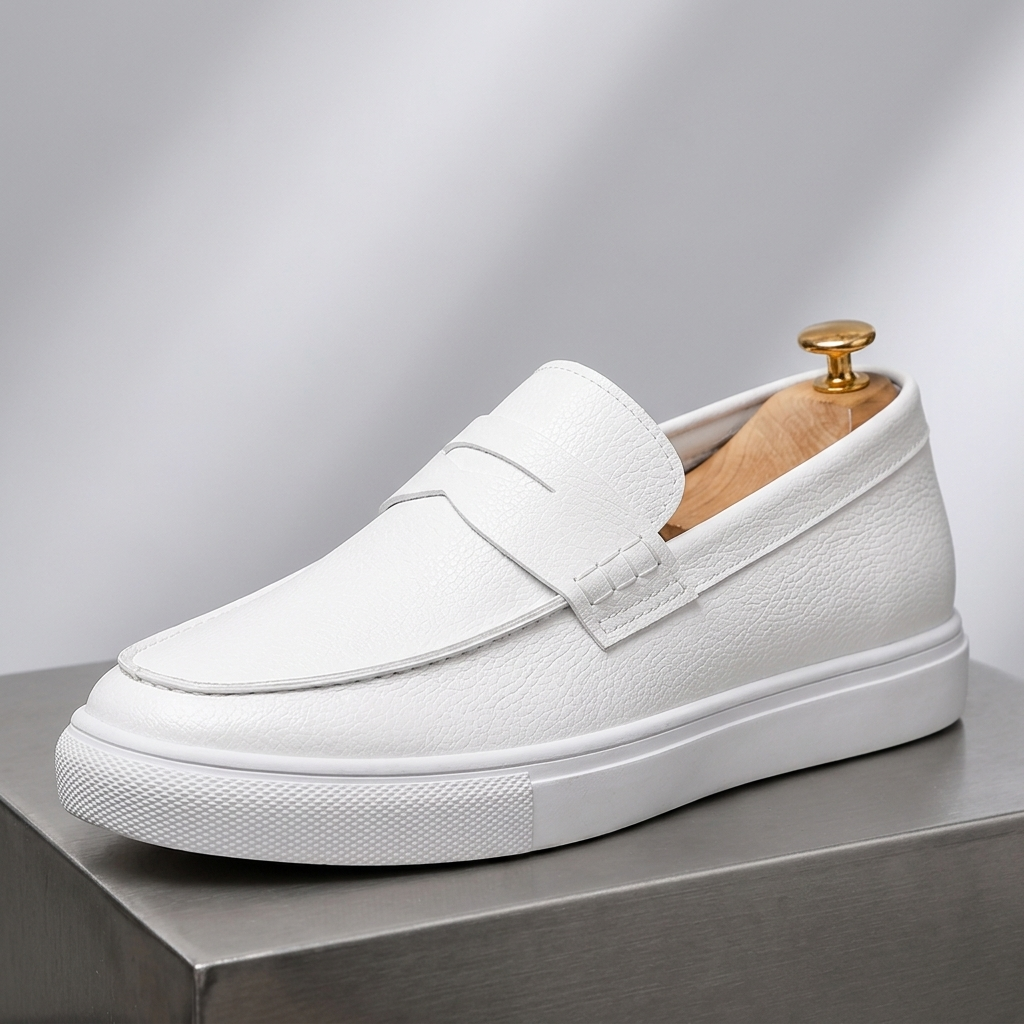 Mortlake Textured Leather-Look Loafers - White
