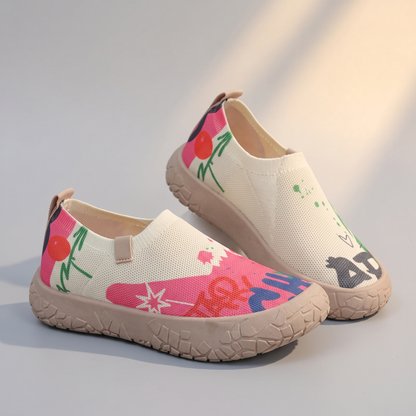 Naomi Hand-Painted Comfort Shoes - Khaki