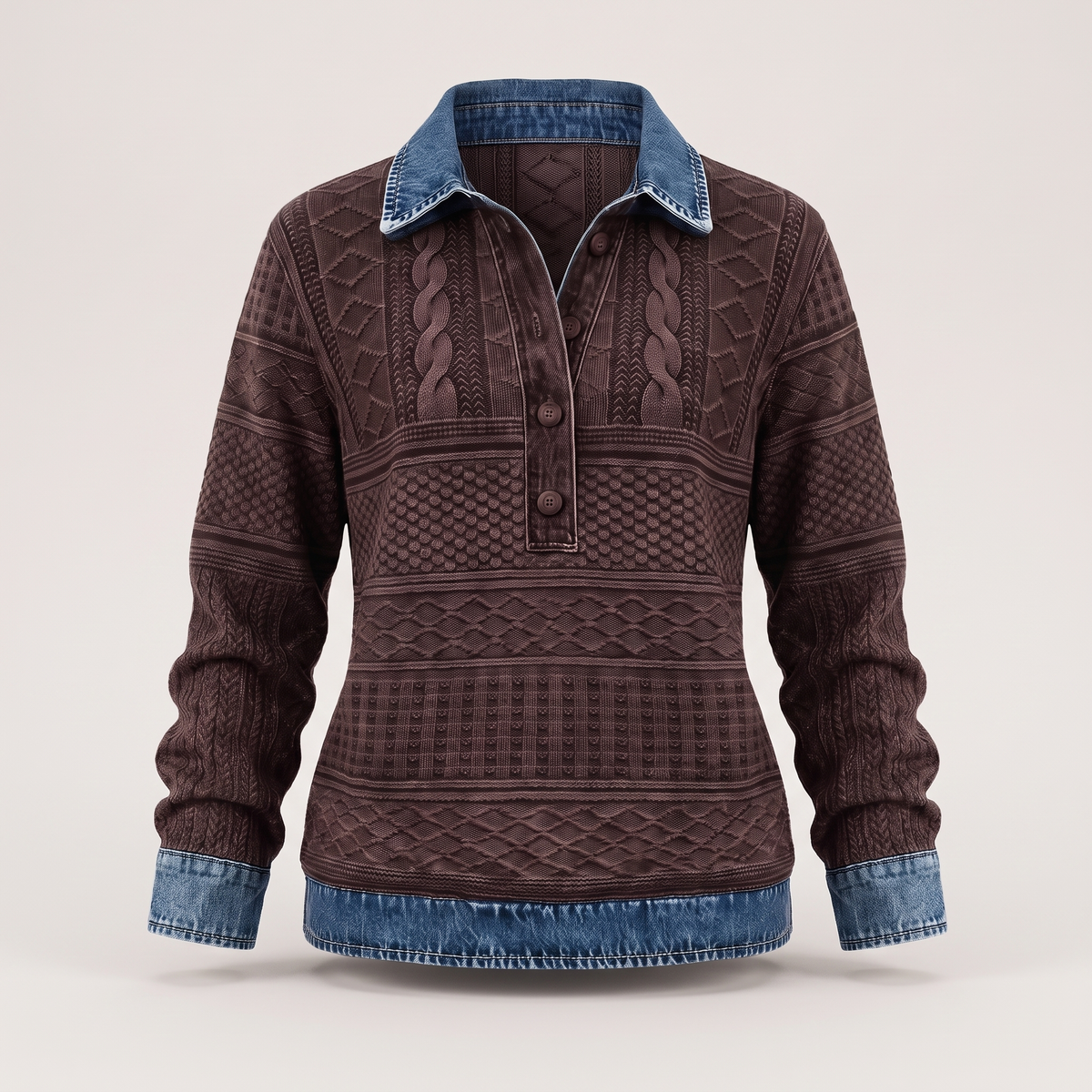 Nivelle Modern Half-Button Sweater - Brown