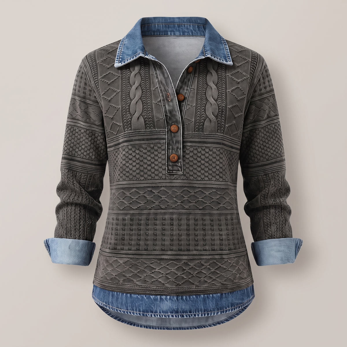 Nivelle Modern Half-Button Sweater - Grey