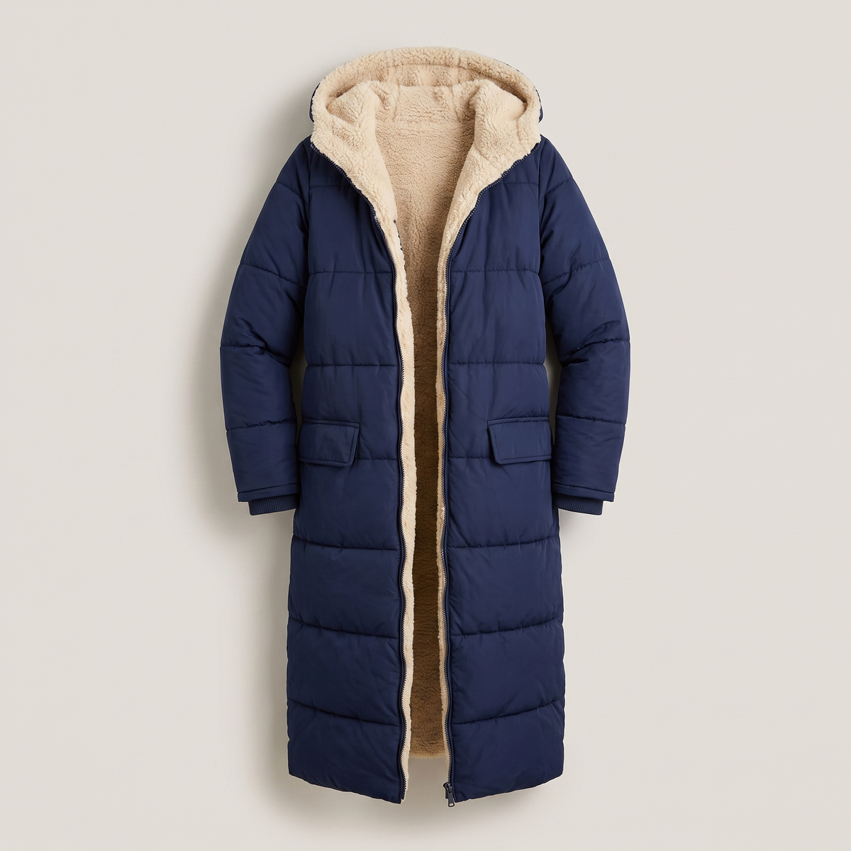 Noa Dual-Face Coat - Navy Blue