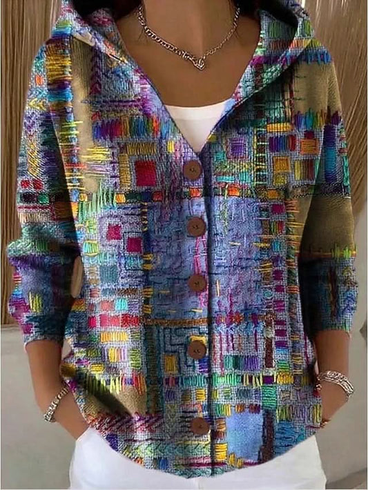 Noira Textured Art Cardigan - Multicolour Purple