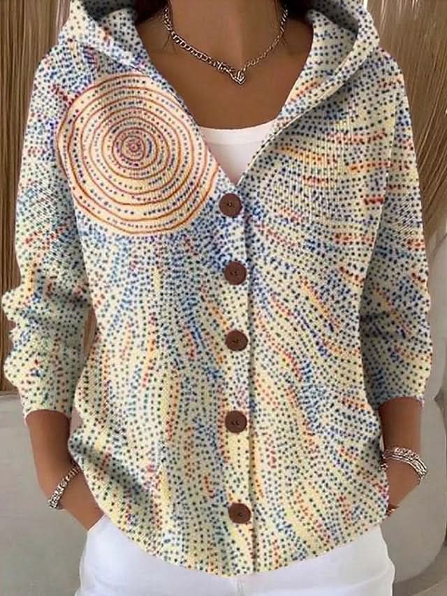 Noira Textured Art Cardigan - Multicolour Yellow