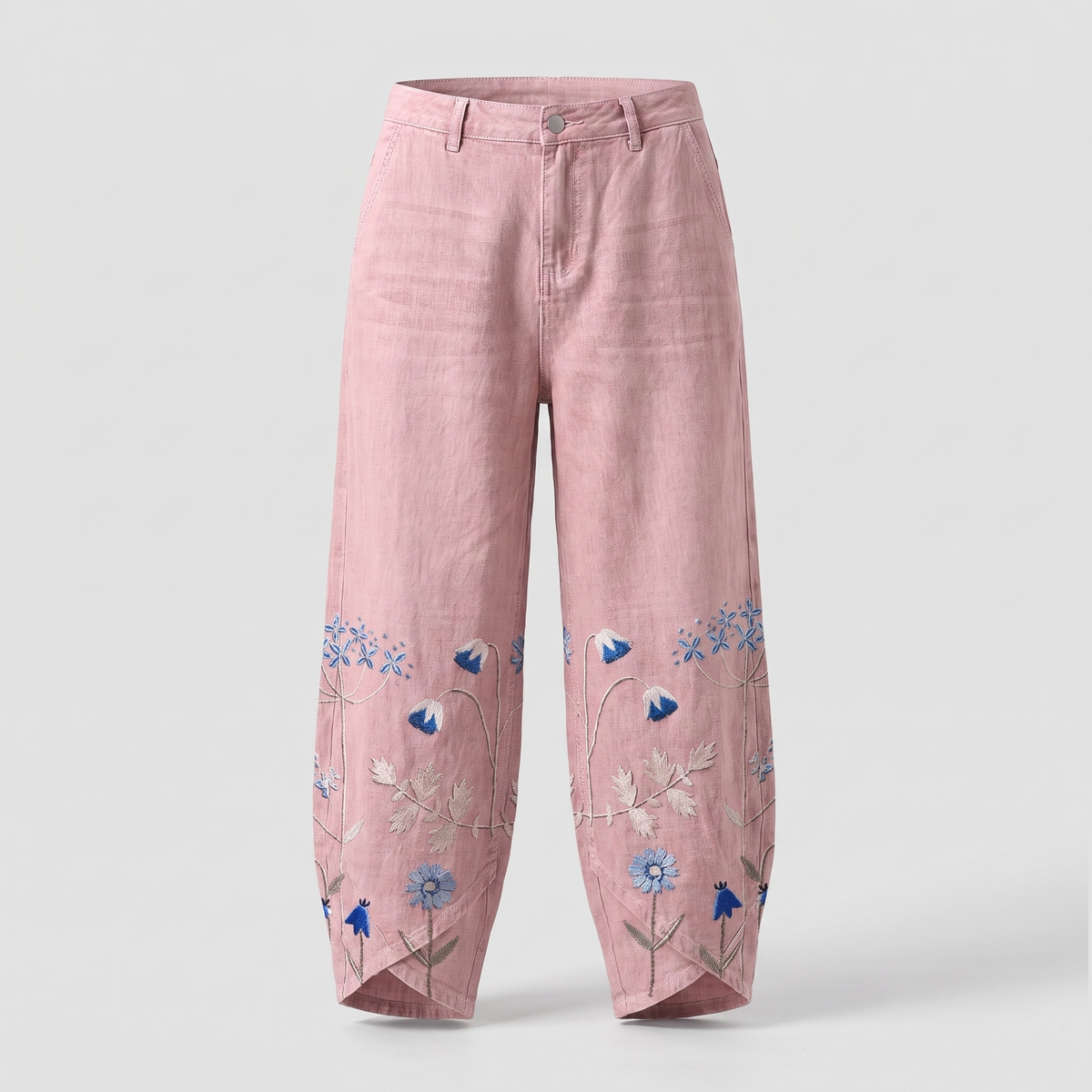 Norabelle Classic Linen Pants - Pink