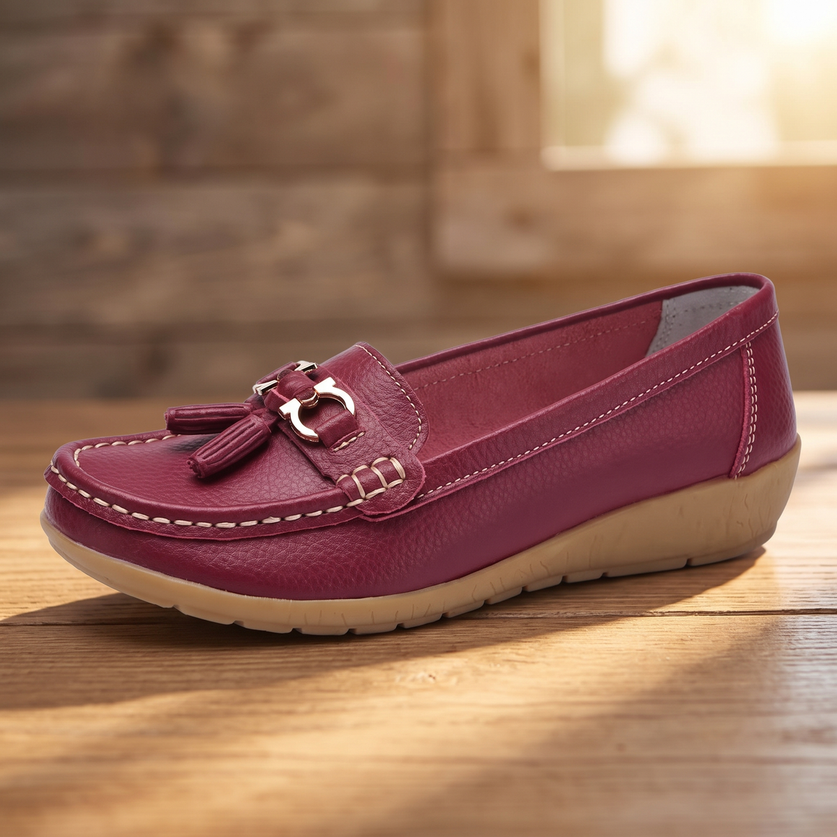 Norleigh Comfort Slip-On Shoes - Burgundy