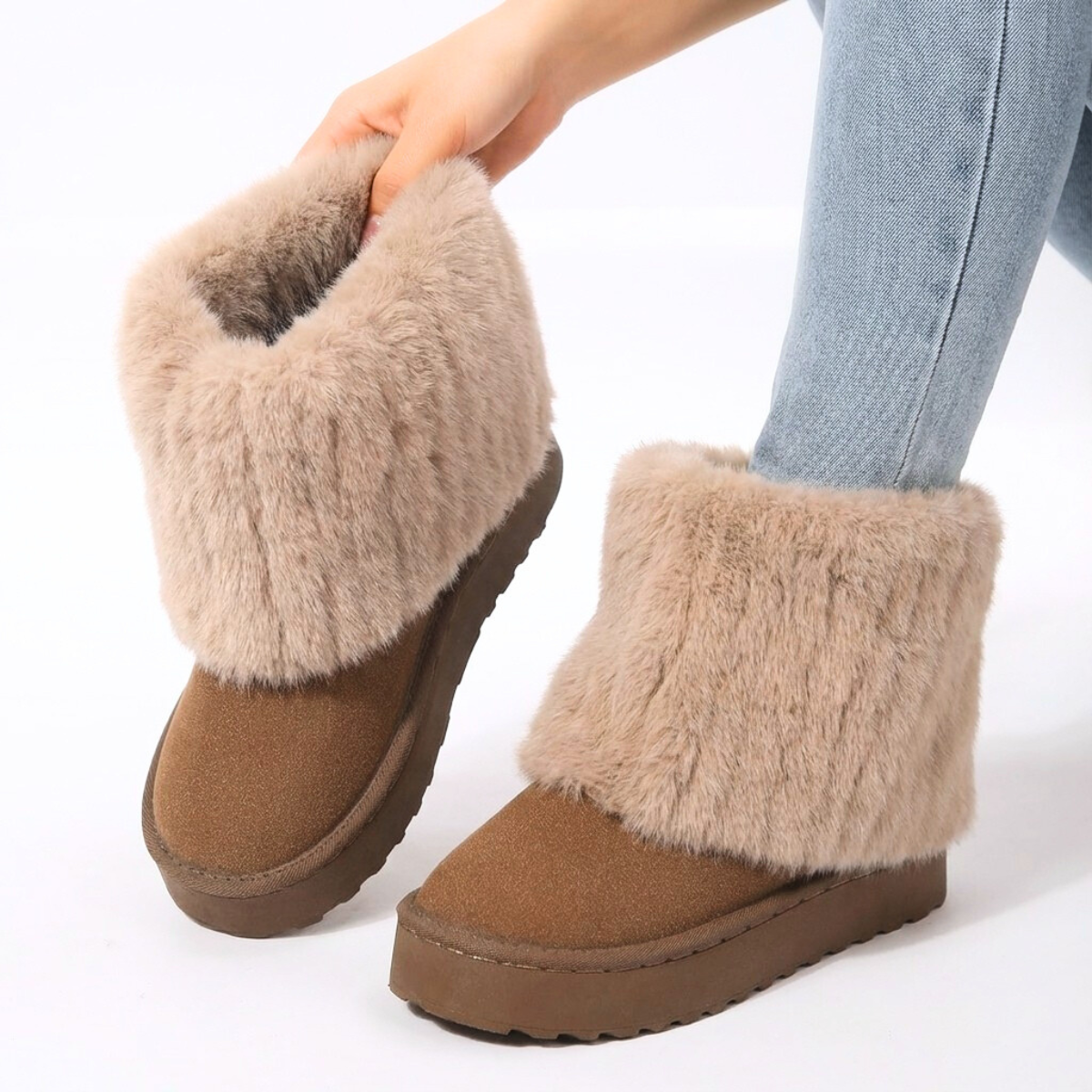 Norwick Faux Fur Boots - Brown