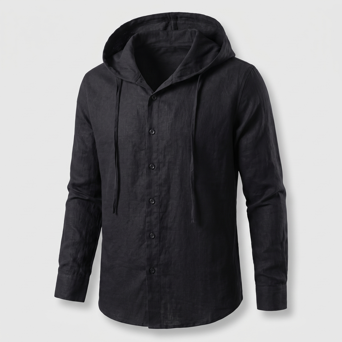 Nova Linen Hoodie - Black