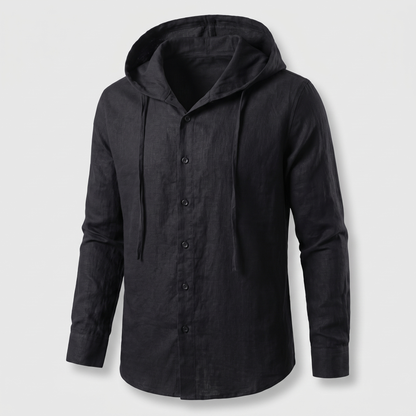 Nova Linen Hoodie - Black