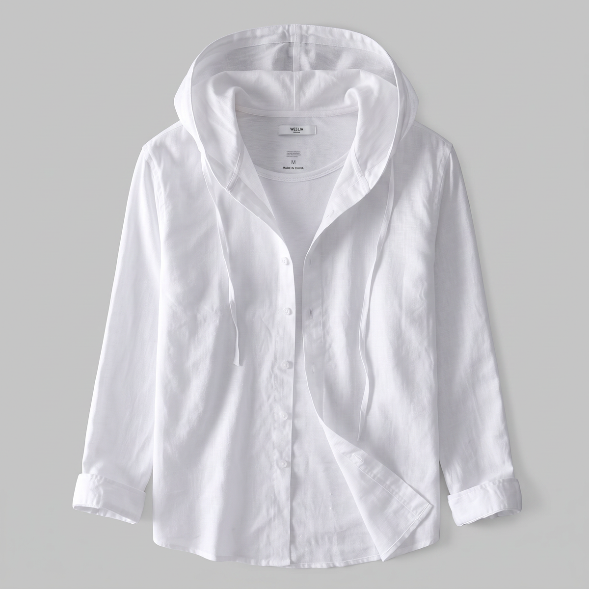 Nova Linen Hoodie - White