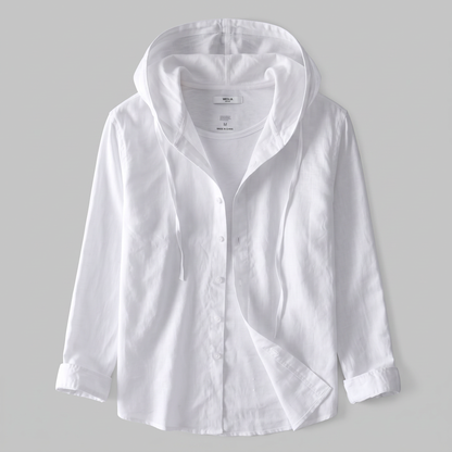 Nova Linen Hoodie - White