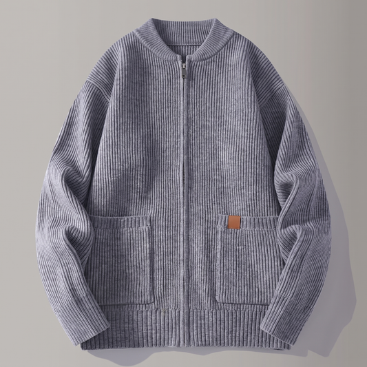 Nova Rib Knit Jacket - Grey