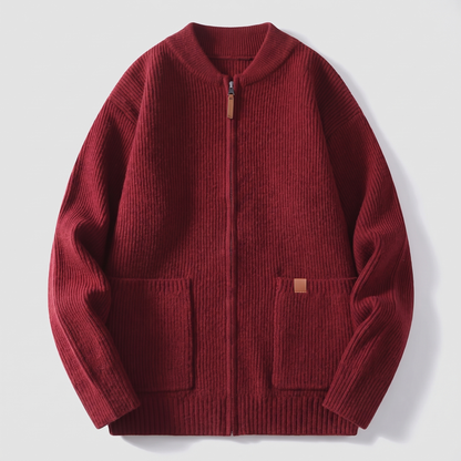 Nova Rib Knit Jacket - Red