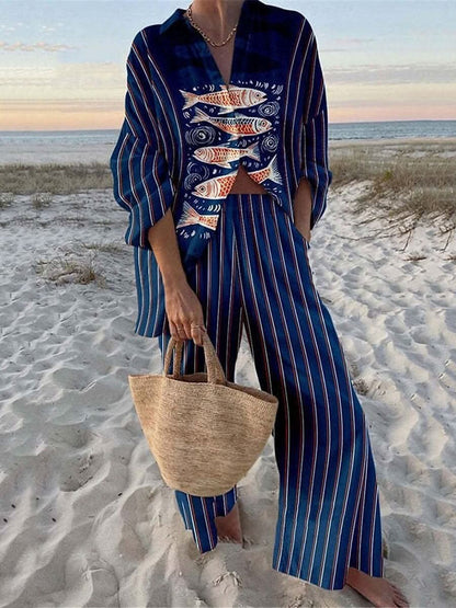 Oceanne Two Piece Set - Navy