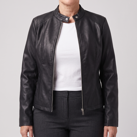 Odette Cropped Leather-Look Jacket