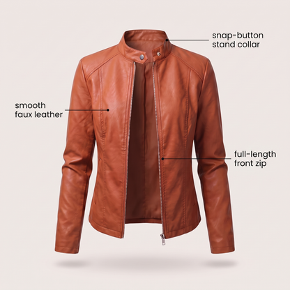 Odette Cropped Leather-Look Jacket