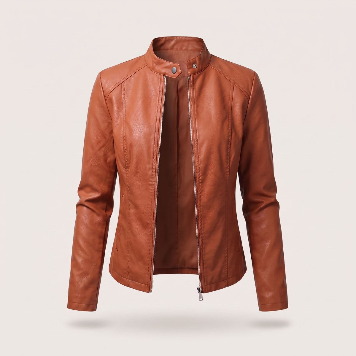 Odette Cropped Leather-Look Jacket - Orange