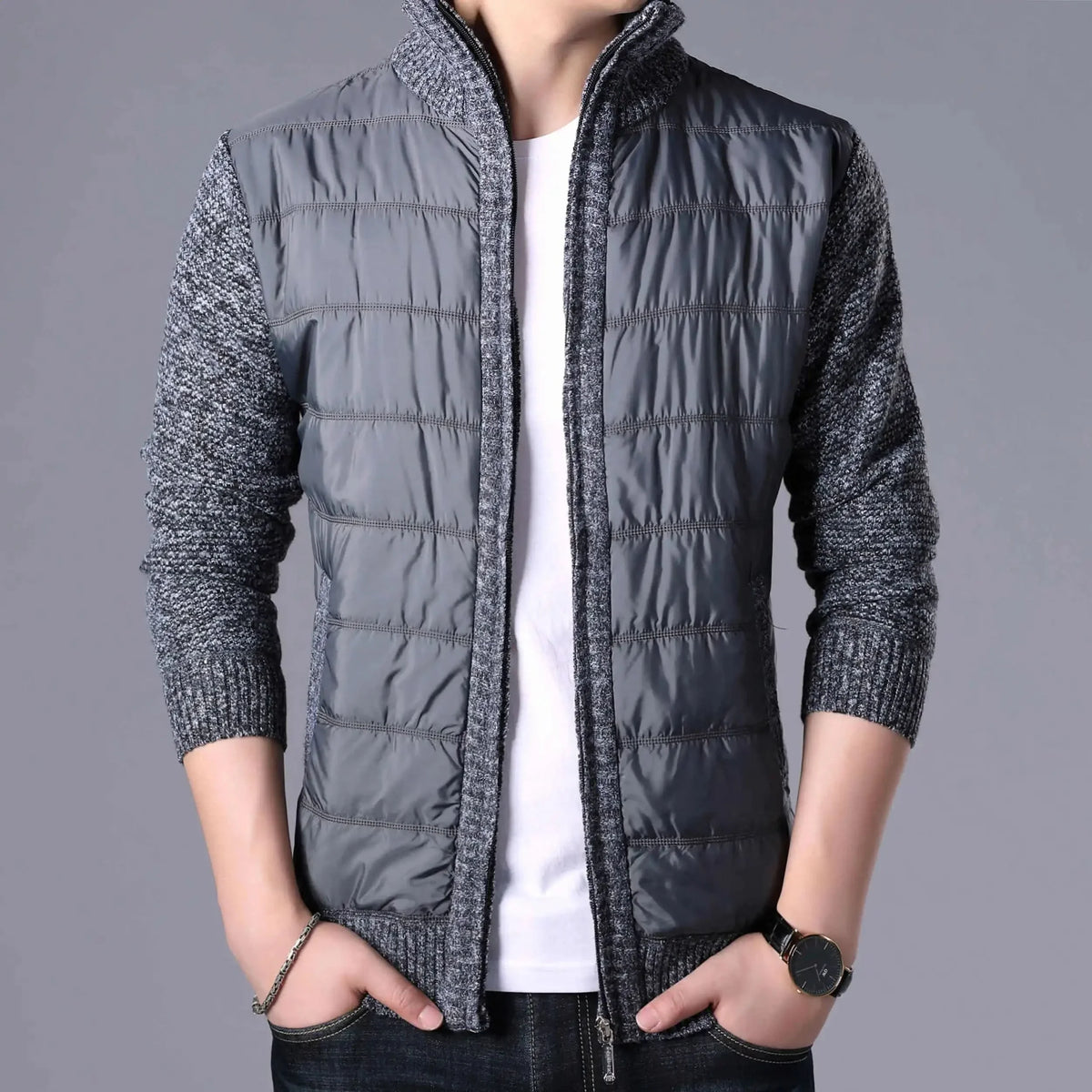Quilted Knit Hybrid Jacket - Dark Grey