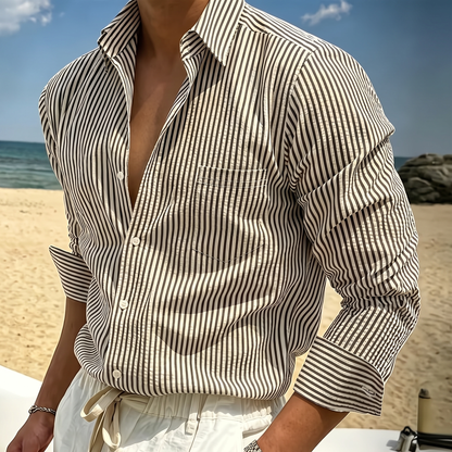 Ormswell Striped Long-Sleeve Shirt - Black and White Stripes