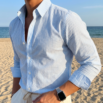 Ormswell Striped Long-Sleeve Shirt - Blue And White Stripes