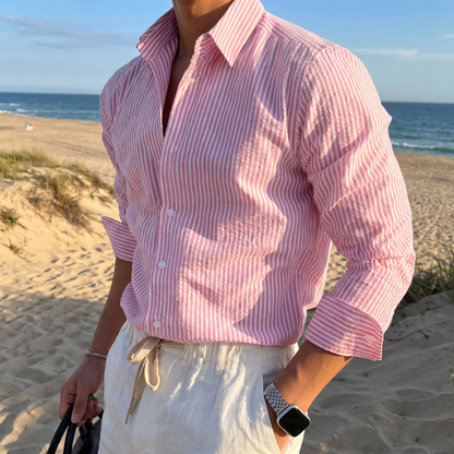 Ormswell Striped Long-Sleeve Shirt - Pink and White Stripes