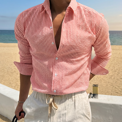 Ormswell Striped Long-Sleeve Shirt - Red and White Stripes
