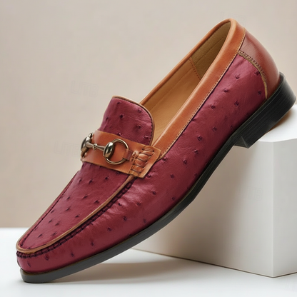 Orvani Leather-Look Loafers - Burgundy