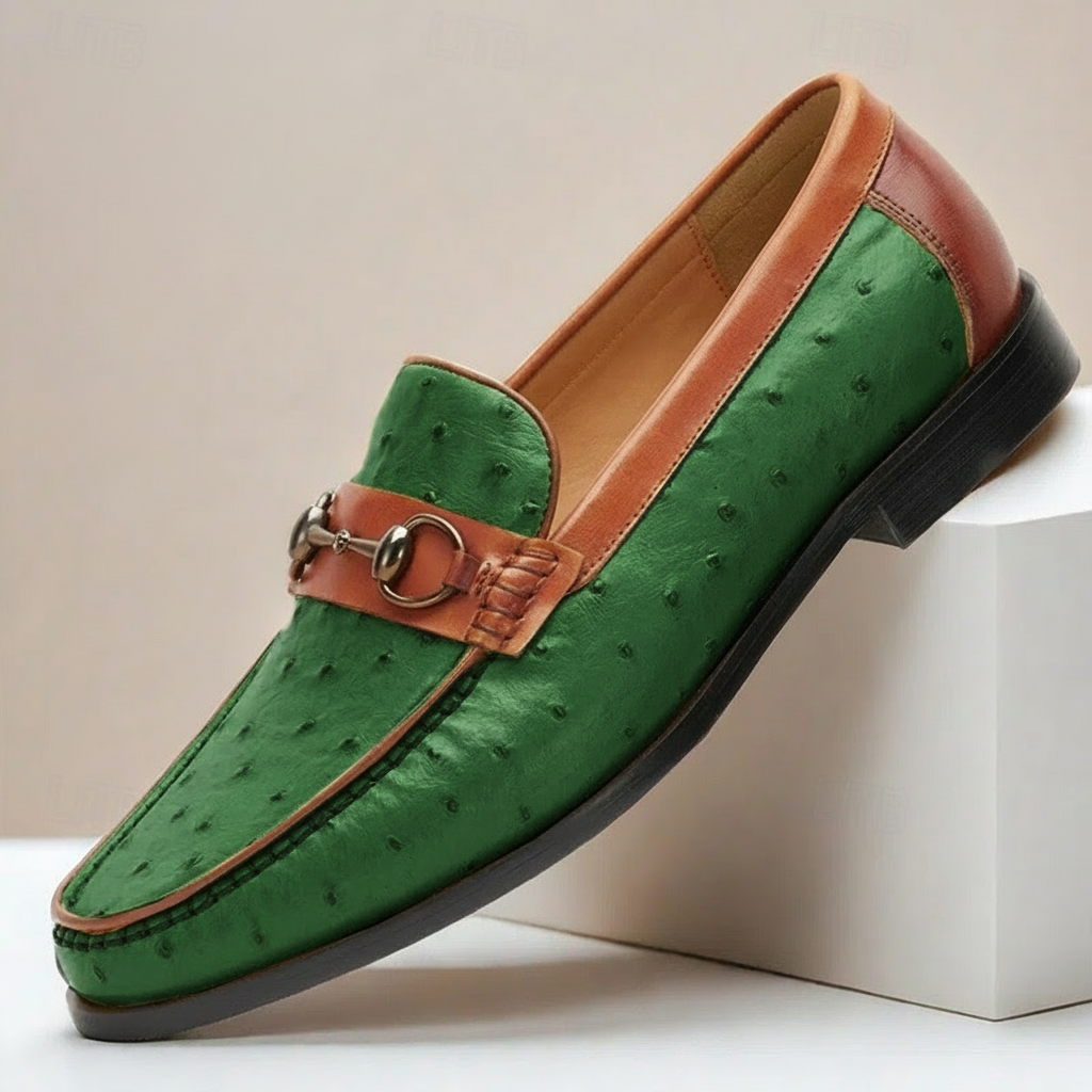 Orvani Leather-Look Loafers - Green