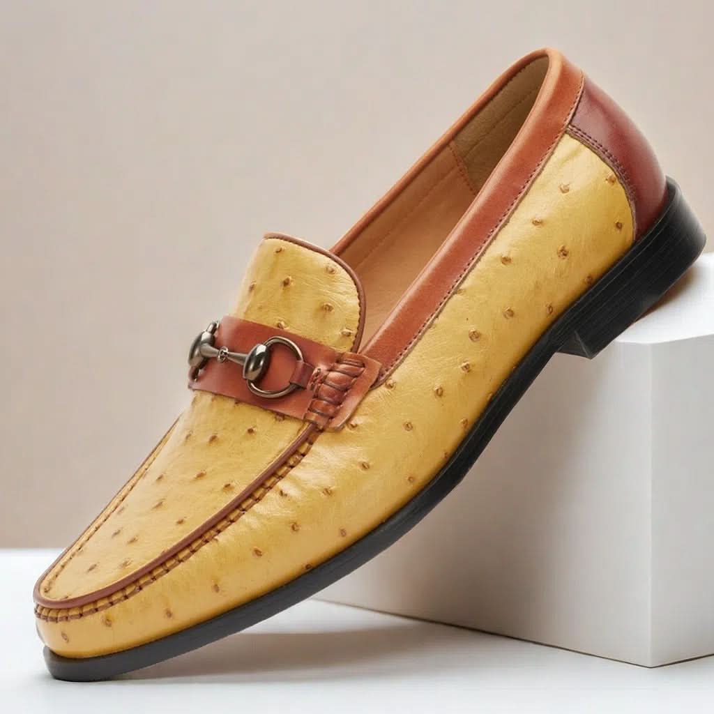 Orvani Leather-Look Loafers - Yellow