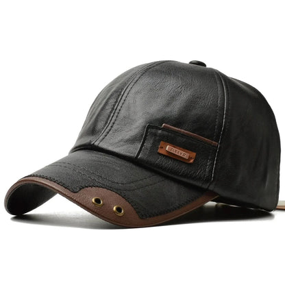 Outlaw Leather-Look Cap - Black