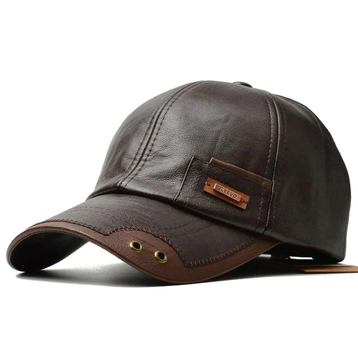 Outlaw Leather-Look Cap - Dark Brown