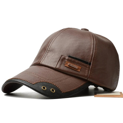 Outlaw Leather-Look Cap - Light Brown