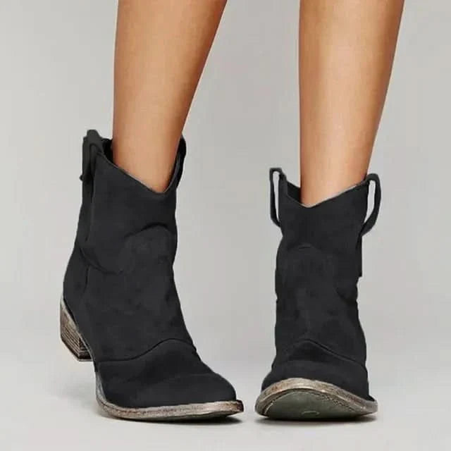 Paloma Vintage Western Ankle Boots - Black