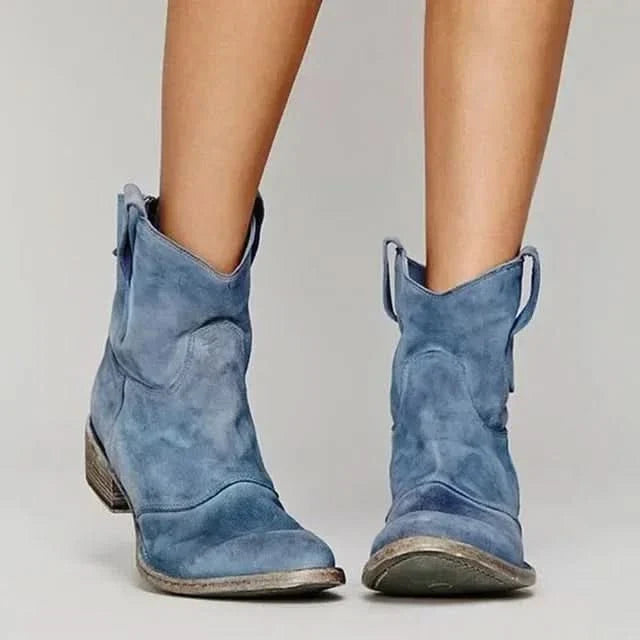 Paloma Vintage Western Ankle Boots - Blue