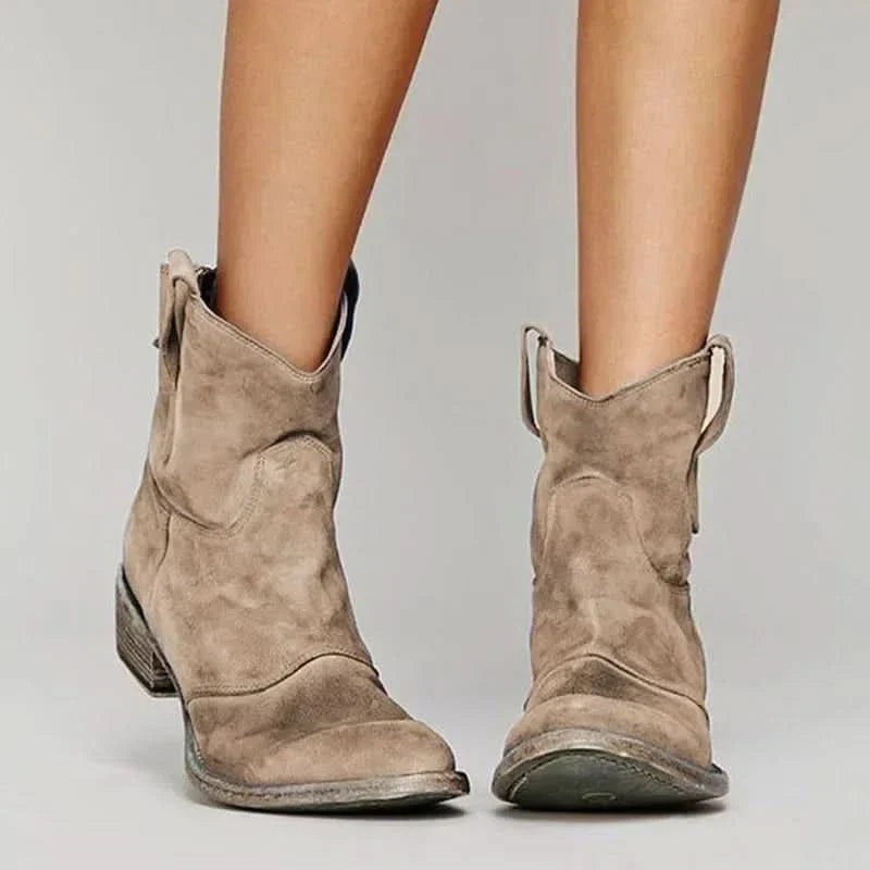 Paloma Vintage Western Ankle Boots - Brown