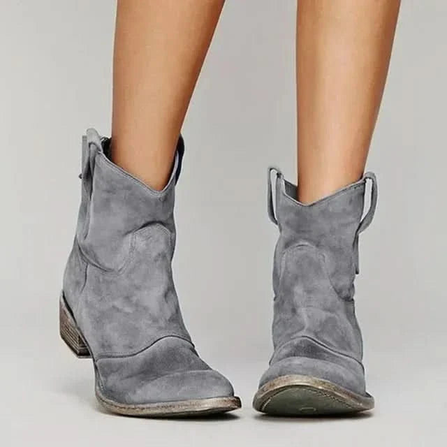 Paloma Vintage Western Ankle Boots - Grey