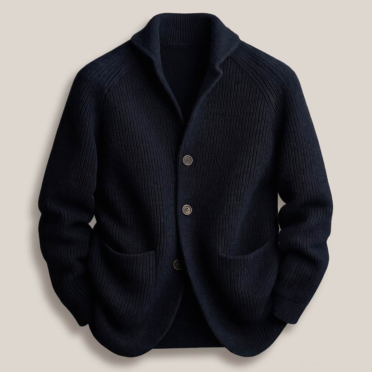 Patch Pocket Knit Blazer - Navy Blue