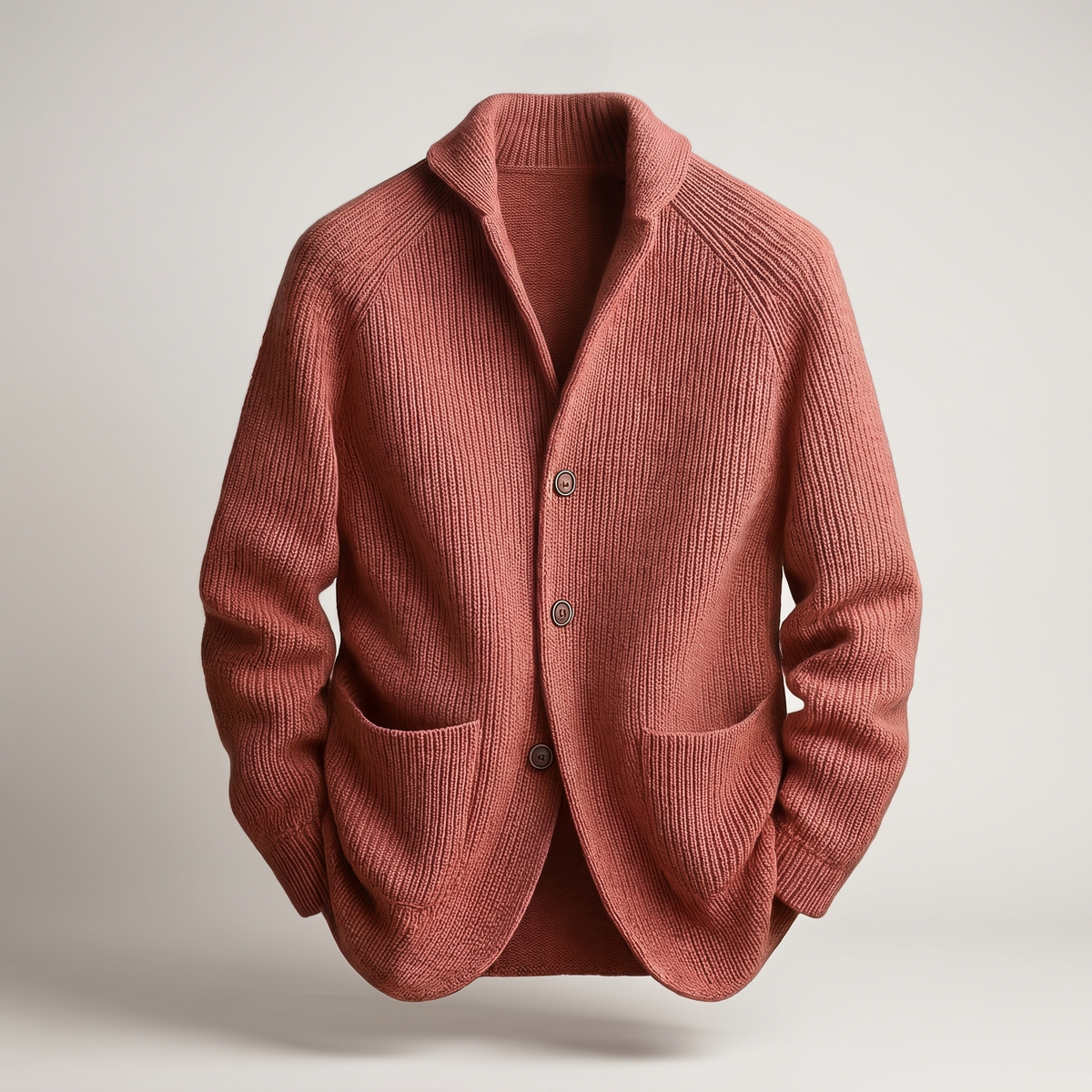 Patch Pocket Knit Blazer - Salmon